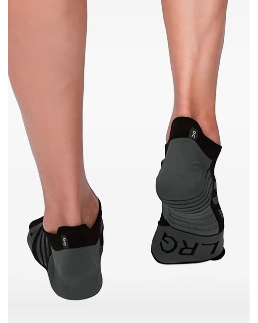 On Shoes Black Geometric-Panel Socks for men