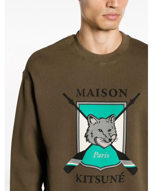 Maison Kitsuné Sweater Met Logoprint in het Green voor heren