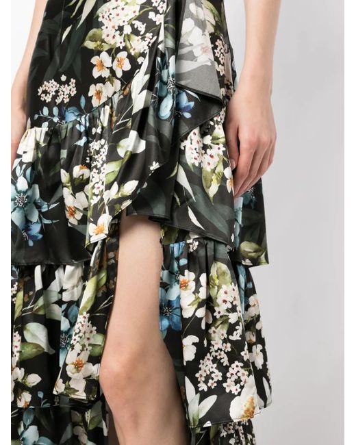 Bambah Black Gardenia Ruffled Midi Skirt