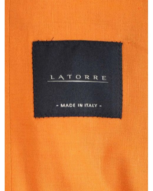 Latorre Orange Single-Breasted Patch-Pocket Blazer