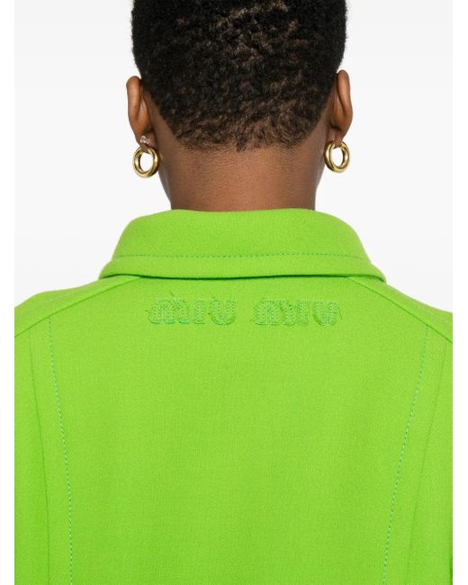 Miu Miu Green Double-Breasted Jacked