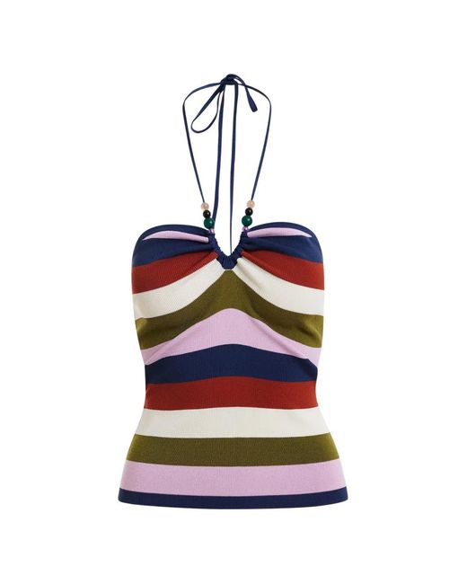 Essentiel Antwerp White Striped Halterneck Top