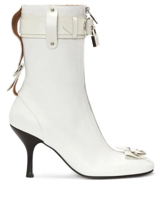J.W. Anderson White Padlock Ankle Boots