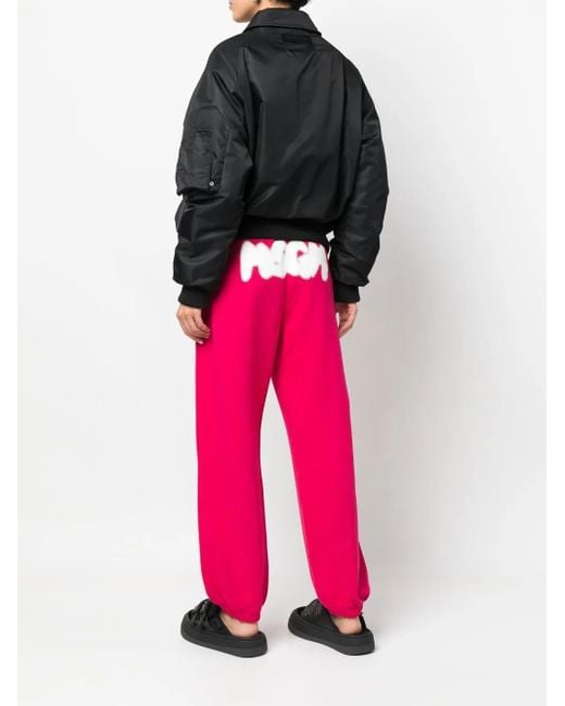 MSGM Pink Logo-Print Track Pants