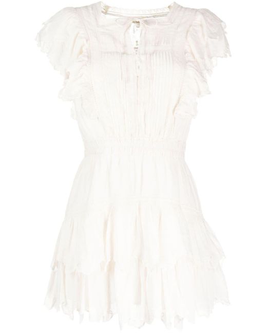 LoveShackFancy White Darryl Ruffled Mini Dress
