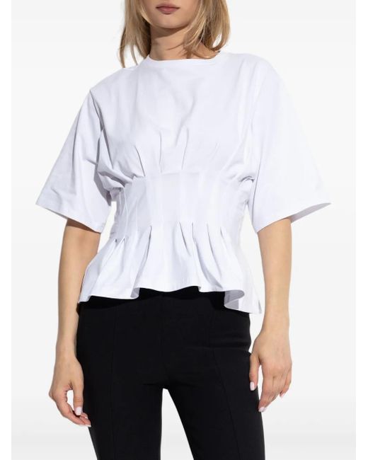 Gestuz White Inez Pleated T-Shirt