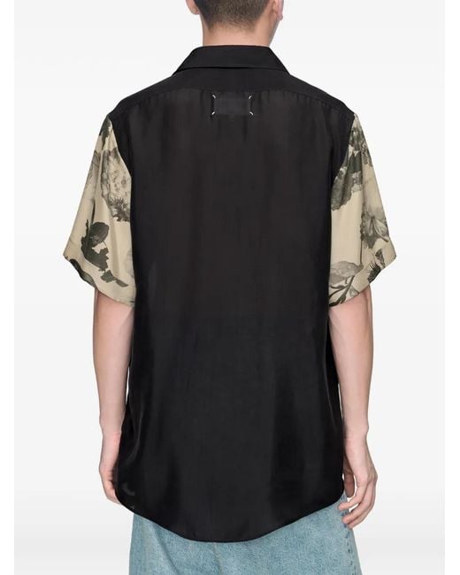 Maison Margiela Black Floral-Sleeves Shirt for men
