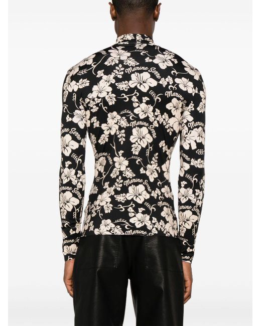MARINE SERRE T-Shirt mit botanischem Print in Black für Herren
