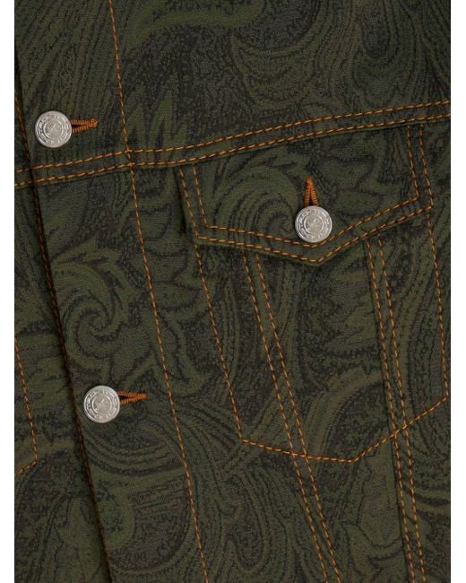 Etro Green Paisley Denim Jacket for men