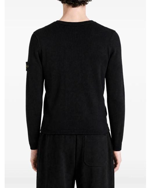 Stone Island Black Logo-Patch Sweater for men