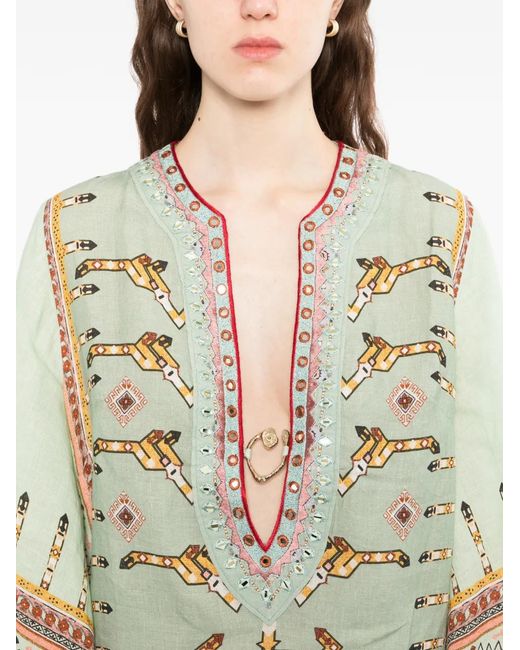 Camilla White Legend Has It Deep V-Neck Kaftan