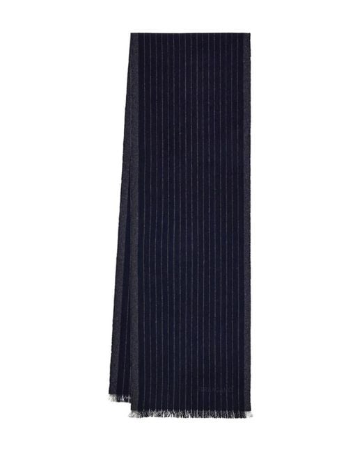 Ferragamo Blue Striped-Pattern Scarf for men
