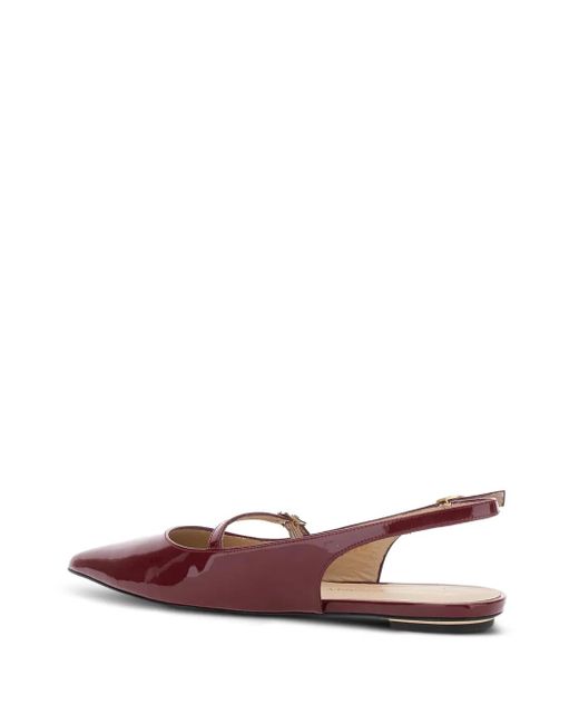 Stuart Weitzman Brown Emilia Patent Leather Slingback Flat Pumps