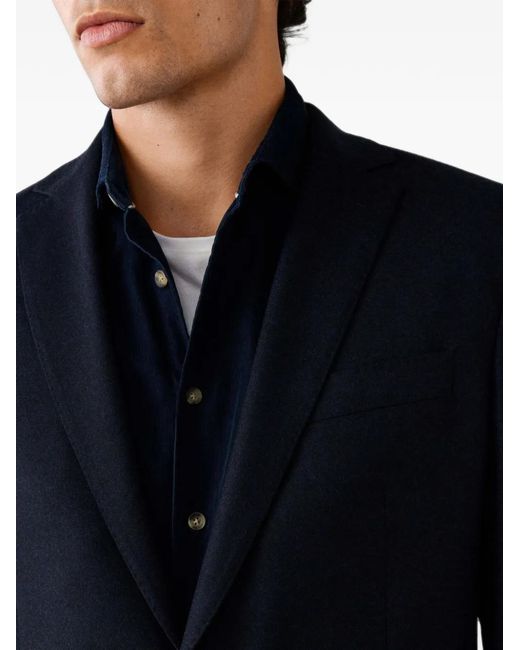 Hackett Blue Single-Breasted Flannel Blazer for men