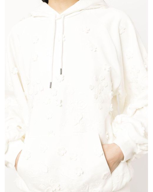 Elie Saab White Embroidered-design Cotton Blend Hoodie
