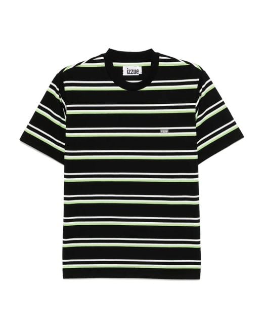 Izzue Black Striped Logo T-Shirt for men