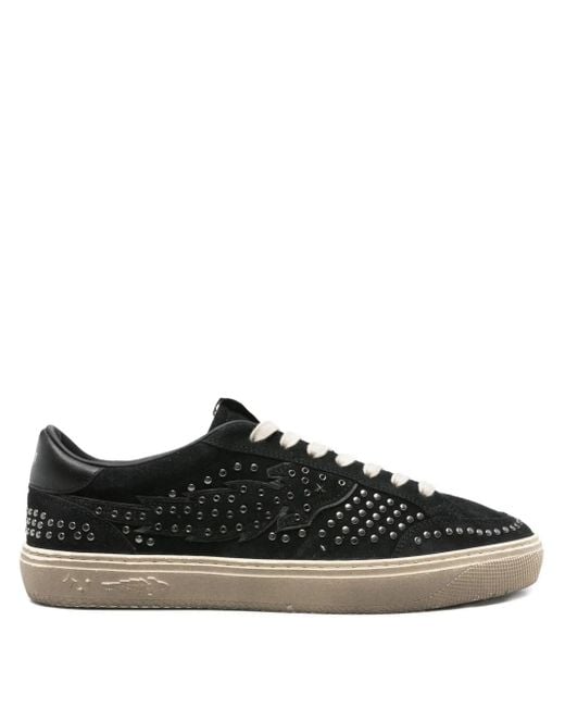 ENTERPRISE JAPAN Black Studded Suede Low-Top Sneakers for men