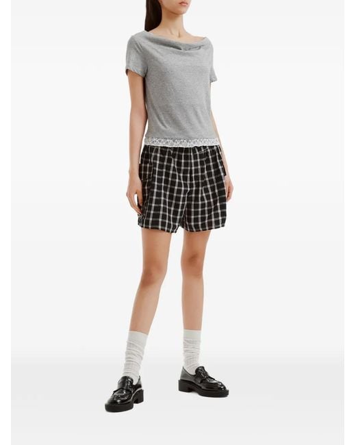B+ AB Black Check-Pattern Shorts