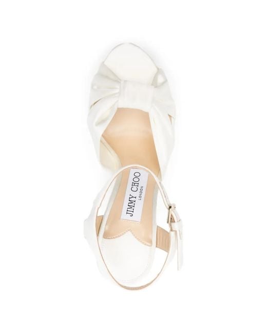 Jimmy Choo White Heloise Knot Platform Sandals