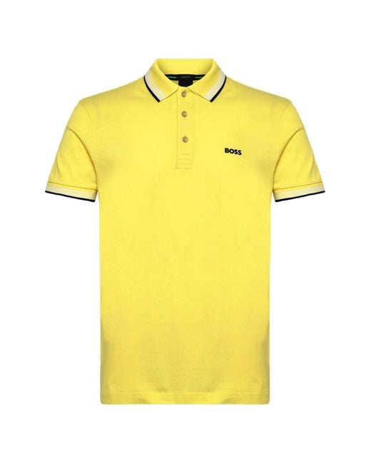 Boss Yellow Contrast-Trim Polo Shirt for men
