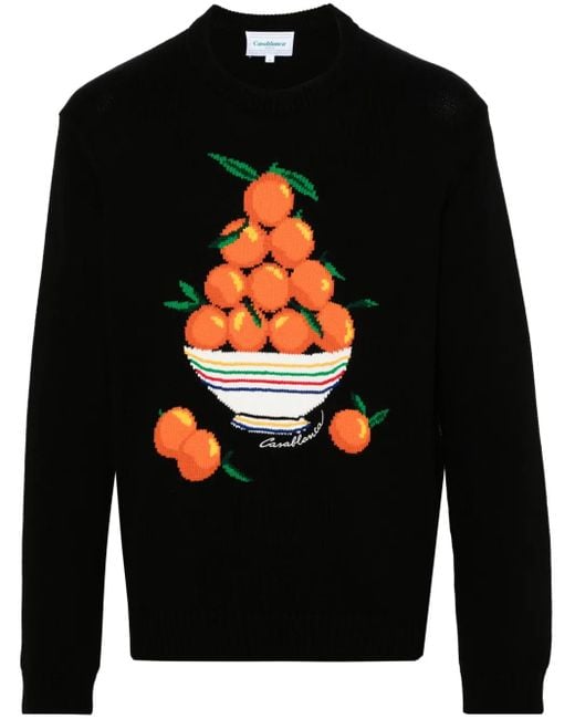 Casablanca Black Pyramide D'Oranges Intarsia-Knit Jumper for men
