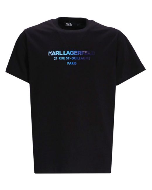 Karl Lagerfeld Black Logo-print Cotton T-shirt for men