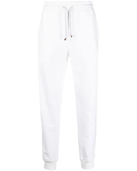 Brunello Cucinelli White Drawstring-Waist Track Pants for men