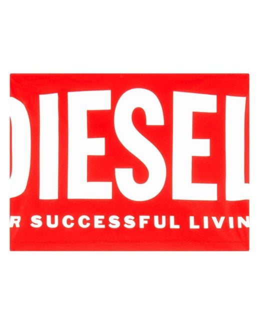 DIESEL Red Logo-printed Drawstring Swim Miniskirt