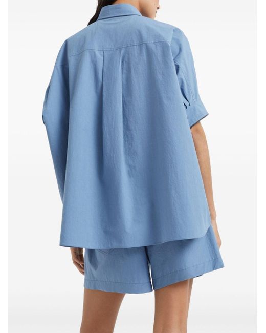 Brunello Cucinelli Blue Short-sleeve Cotton Shirt