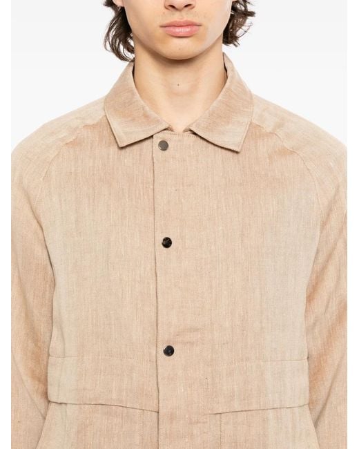 N.Peal Cashmere Natural Raglan Herringbone Jacket for men