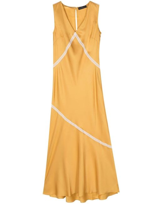 Lorena Antoniazzi Yellow Sleeveless Crepe Midi Dress