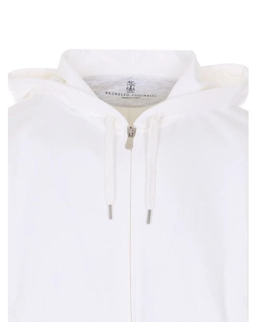 Brunello Cucinelli White Zip-up Hoodie for men