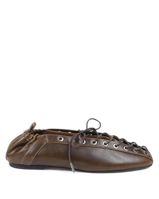 Ganni Eyelets Ballerina's Met Veters in het Brown