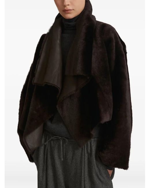 Yves Salomon Black Draped Lambskin Jacket