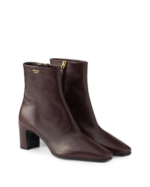 Prada Brown Leather Booties