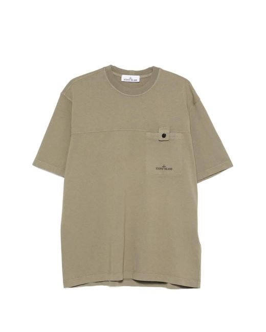 Stone Island Natural Logo-Print Chest-Pocket T-Shirt for men