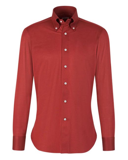 Fray Red Button-Down Piqué Shirt for men