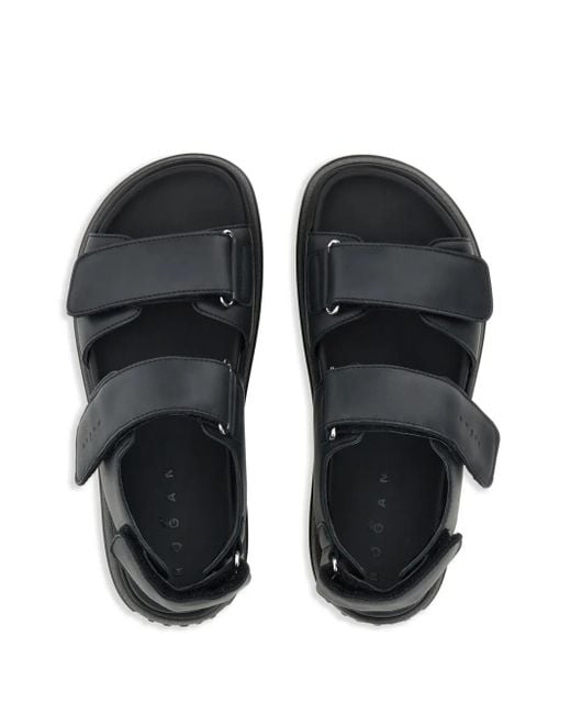 Hogan Black Leather Sandals