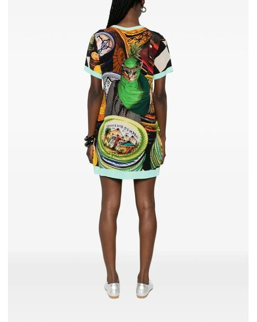 The Artistylist Green Graphic-Print T-Shirt Dress