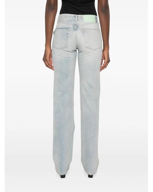 Haikure Blue Distressed Straight-Leg Jeans