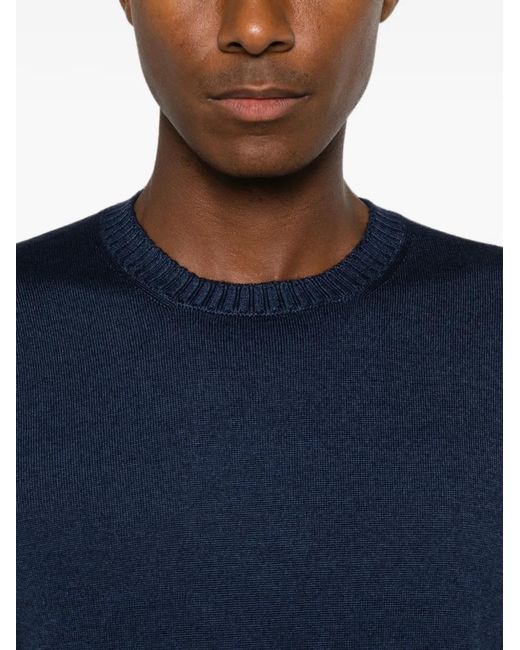 Fay Blue Crew-Neck Long-Sleeve Sweater for men