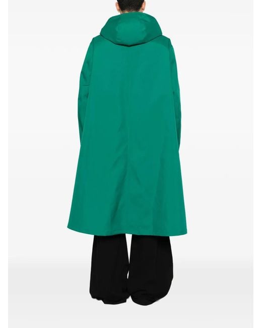Balenciaga Green Hooded Logo-Print Coat for men