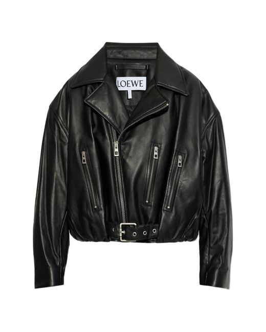 Chaqueta Con Cinturón Y Cremallera Loewe de color Black
