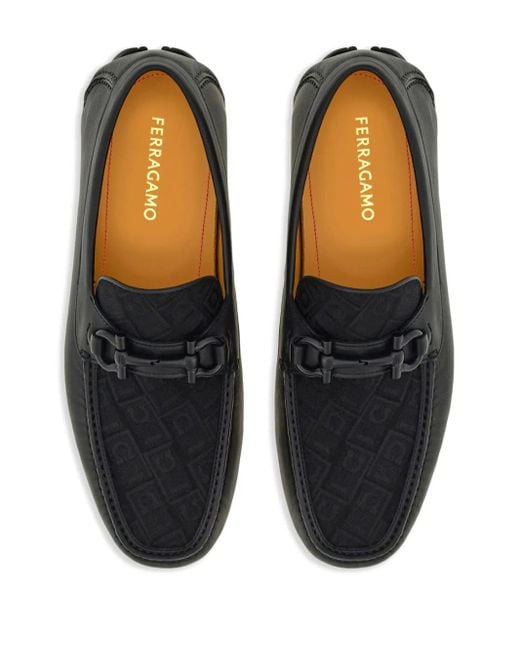 Ferragamo Black Driver With Gancini Ornament for men