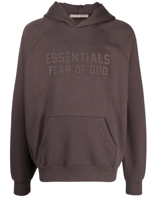 Fear Of God Brown Essentials Logo-Print Hoodie for men