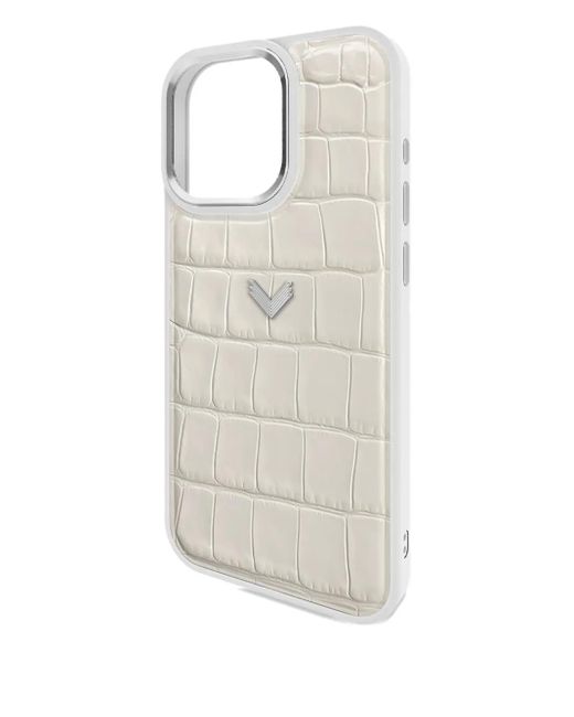Velante White Crocodile-Effect Iphone 16 Pro Max Case