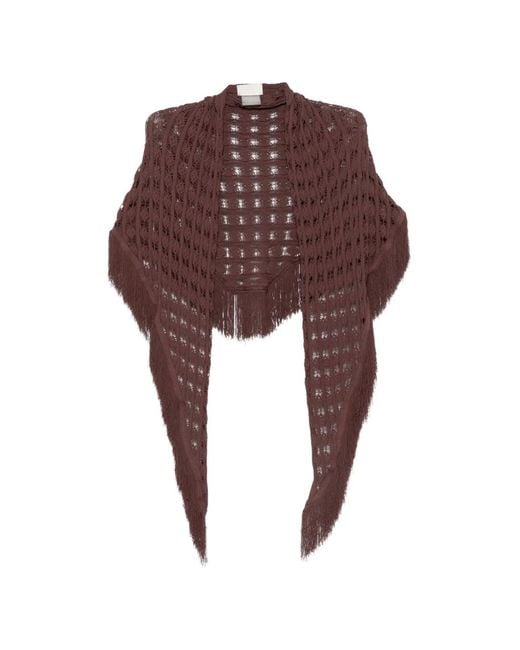 ELOU Red Fringe-Trimmed Open-Knit Sarong