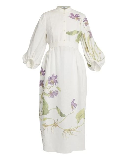 Erdem White Floral-Print Midi Dress