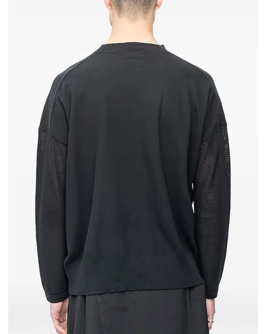 DEVOA Black Open-Knit Pullover Sweater for men