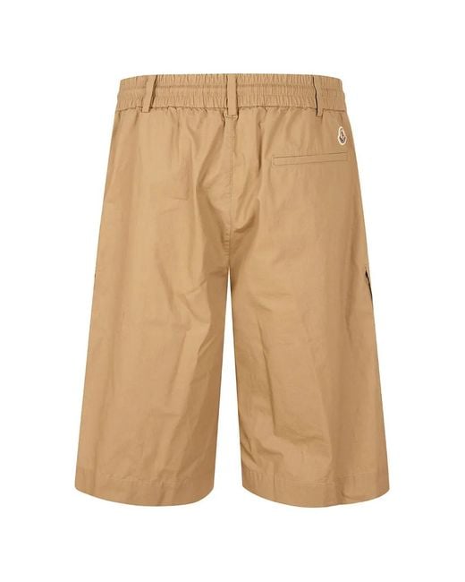 Moncler Natural Logo-Patch Cargo Shorts for men
